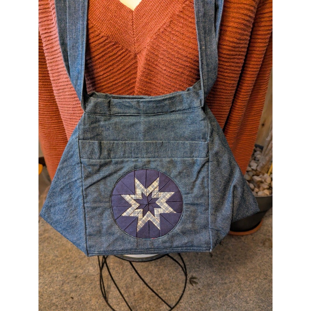 Cute handmade OOAK denim quilt detail handbag